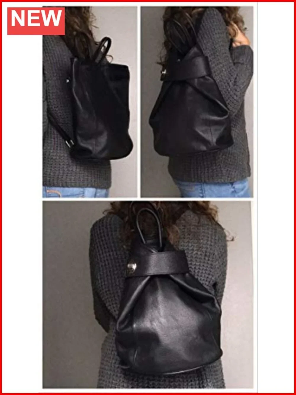 Genuine Italian Leather Convertible Backpack Tote Purse Anti-Theft Travel Work